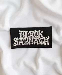 Alternative view of Black Sabbath White Gothic Logo Patch Iron-On
