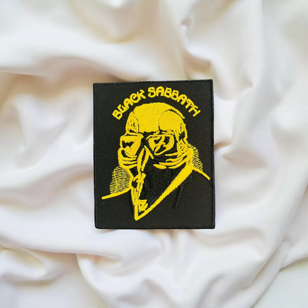 Black Sabbath Gas Mask Yellow Patch Iron-On - Image 2