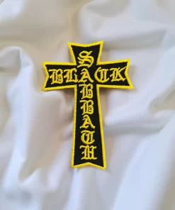 Black Sabbath Yellow Gothic Cross Patch Iron-On - Image 2