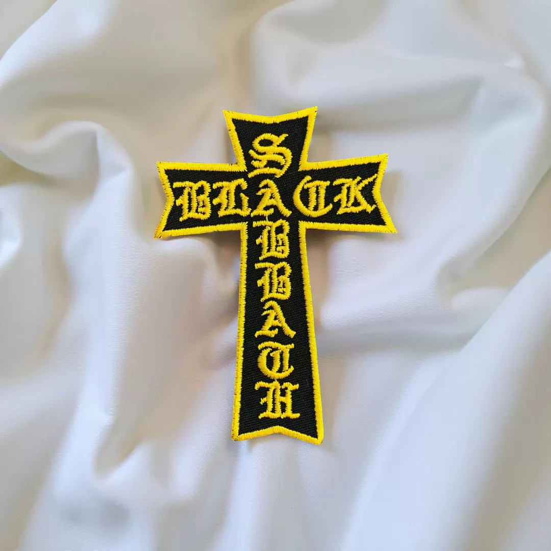 Black Sabbath Yellow Gothic Cross Patch Iron-On - Image 2
