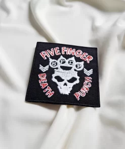 Five Finger Death Punch Skull Brass Knuckle Patch Iron-On - Image 2