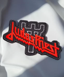 Judas Priest Red Logo with Silver Trident Patch – Iron-On - Image 2