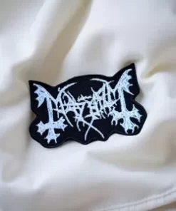 Mayhem White Shaped Logo Patch – Iron-On - Image 2