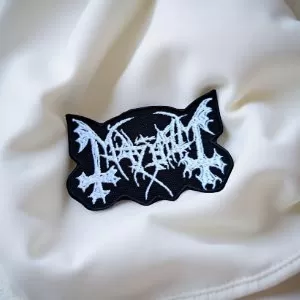 Mayhem White Shaped Logo Patch – Iron-On - Image 2
