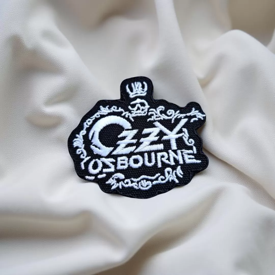 Ozzy Osbourne Ornate White Logo Patch Iron-On - Image 2