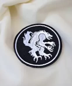 Satanic Warmaster White Wolf Circle Patch – Iron-On - Image 2