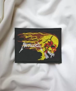 Metallica Flaming Skull Embroidered Patch – Iron-On - Image 2