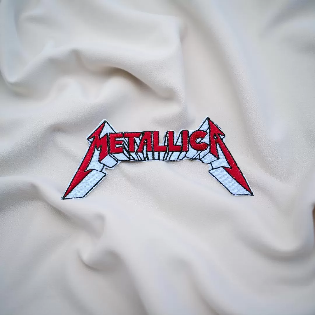 Metallica Logo Red-White Embroidered Patch – Iron-On - Image 2