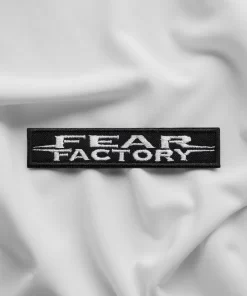 Fear Factory Logo Patch Classic White on Black – Iron-On - Image 2