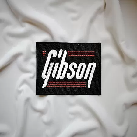 Gibson Vertical Script Logo Patch with Red Lines – Iron-On - Image 2