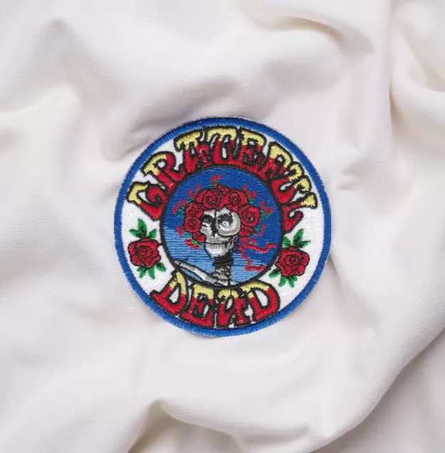 Grateful Dead Skeleton and Roses Circle Patch – Iron-On - Image 2
