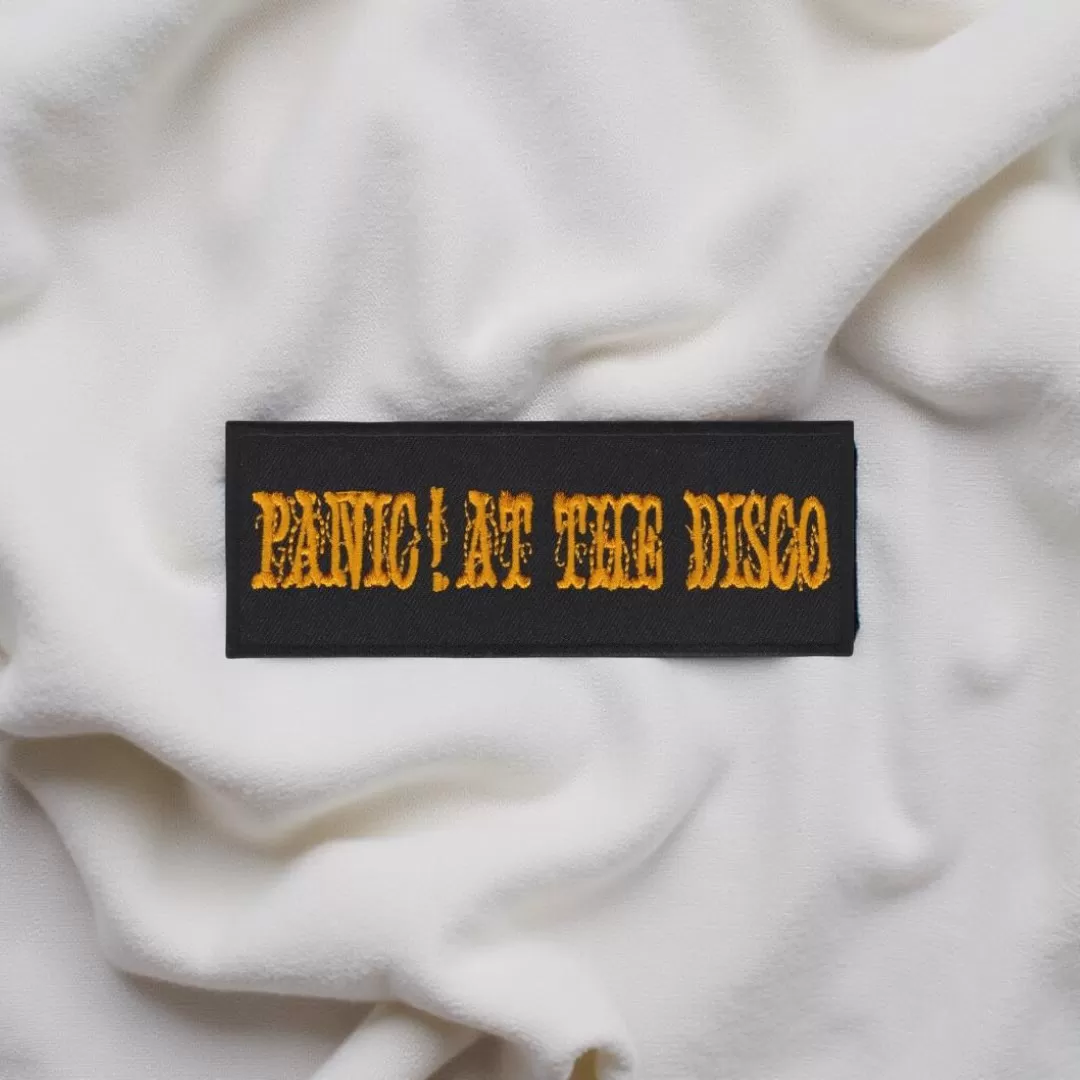 Panic! At The Disco Rectangular Patch (Orange Gothic Text) – Iron-On - Image 2