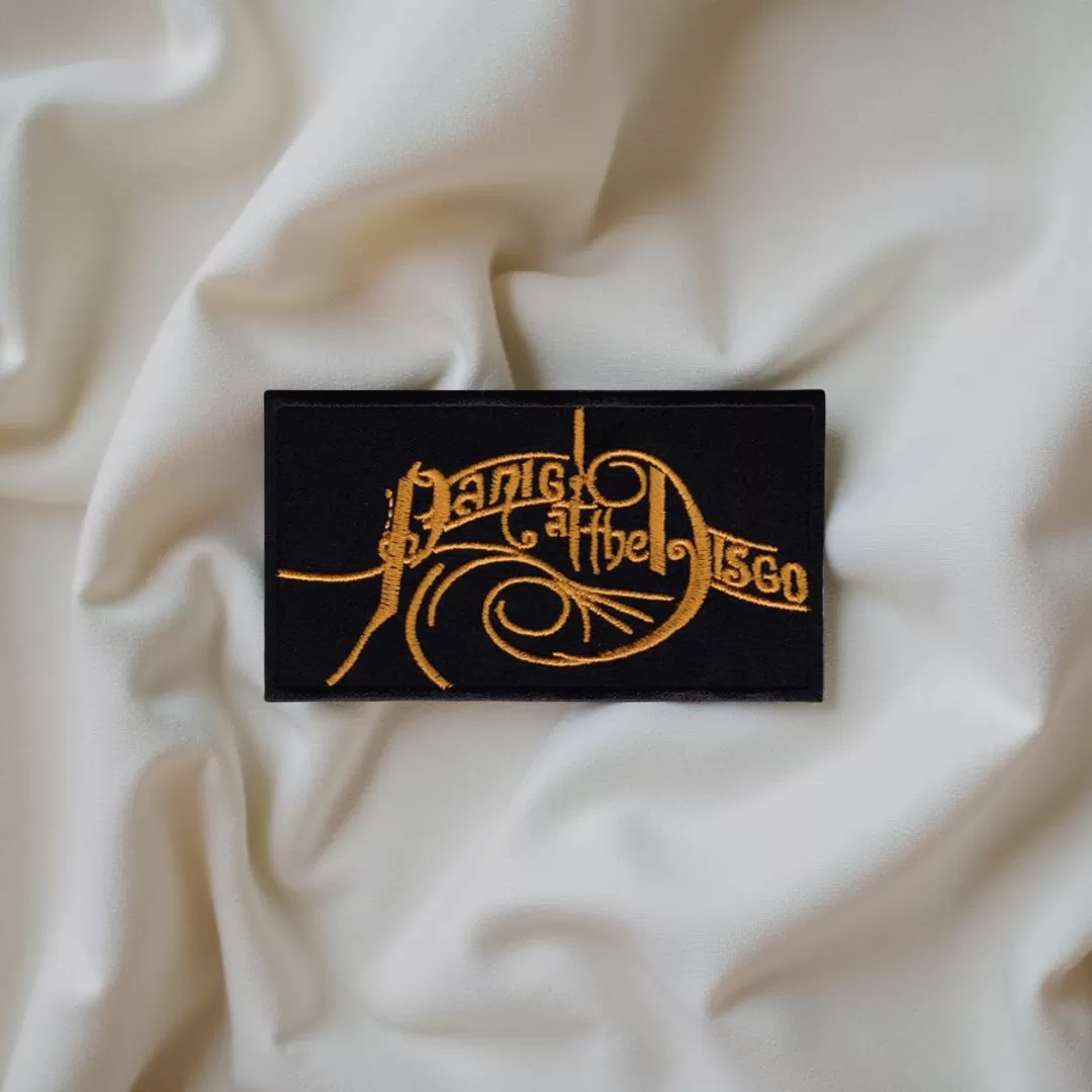Panic! At The Disco Patch – Ornate Gold Script Logo (Iron-On) - Image 2
