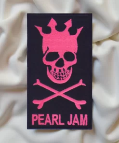Pearl Jam Crown Skull Patch – Pink Version – Iron-On - Image 2