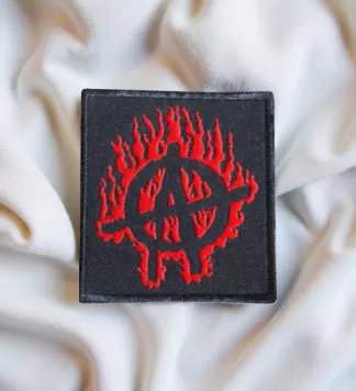 Anarchy Symbol in Flames Patch – Iron-On