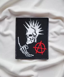 Mohawk Skull & Anarchy Patch – Punk Rock Iron-On