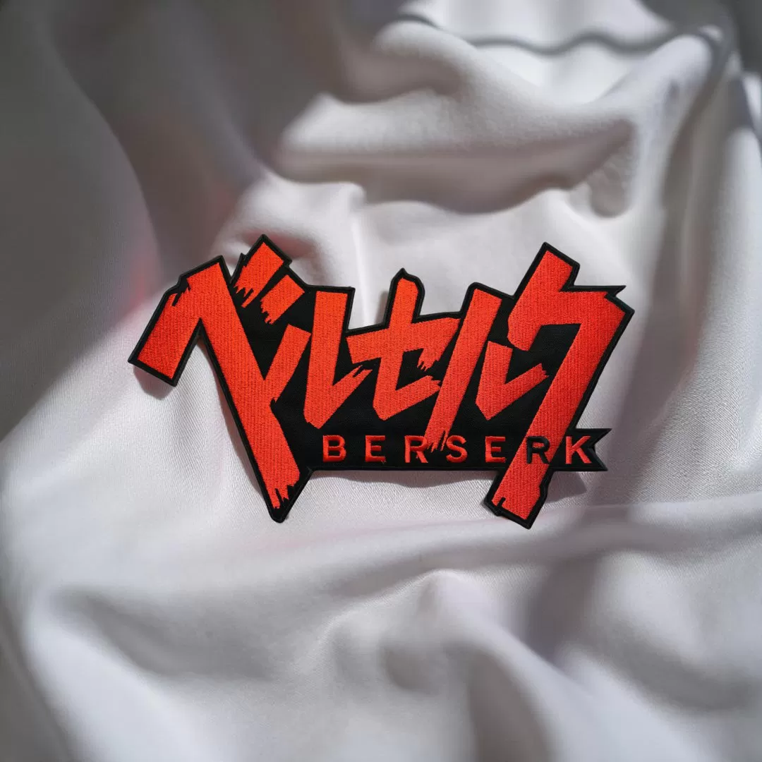 Berserk Logo Patch – Japanese Katakana & English Design (Red/Black)