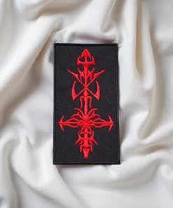 Hypocrisy Red Tribal Cross Patch (Rectangular Edition)