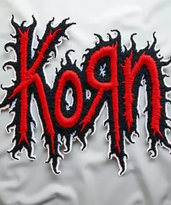 Limited Edition Korn-Inspired Nu Metal Patch – Distorted Flame Lettering Embroidery