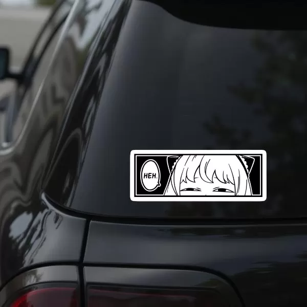 Funny Manga “Heh” Anime Car Sticker – 5.9 Inch Waterproof Vinyl Decal 2pcs. - Image 3