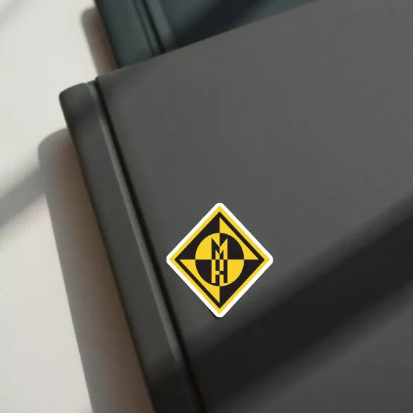 2pcs Machine Head-Inspired Yellow & Black Diamond Logo Sticker – 4 Inch Heavy Metal Vinyl Decals - Image 3