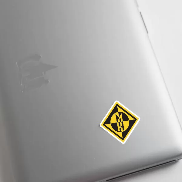 2pcs Machine Head-Inspired Yellow & Black Diamond Logo Sticker – 4 Inch Heavy Metal Vinyl Decals - Image 4