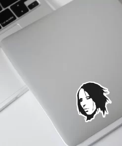 2pcs Marilyn Manson-Inspired Face Silhouette Sticker – Black & White Gothic Vinyl Decals, 4 Inch - Image 4