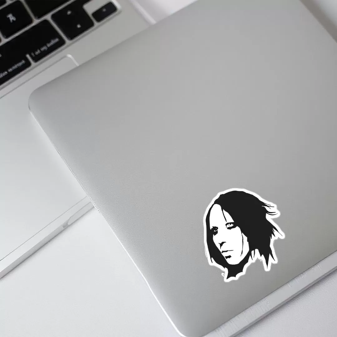 2pcs Marilyn Manson-Inspired Face Silhouette Sticker – Black & White Gothic Vinyl Decals, 4 Inch - Image 4