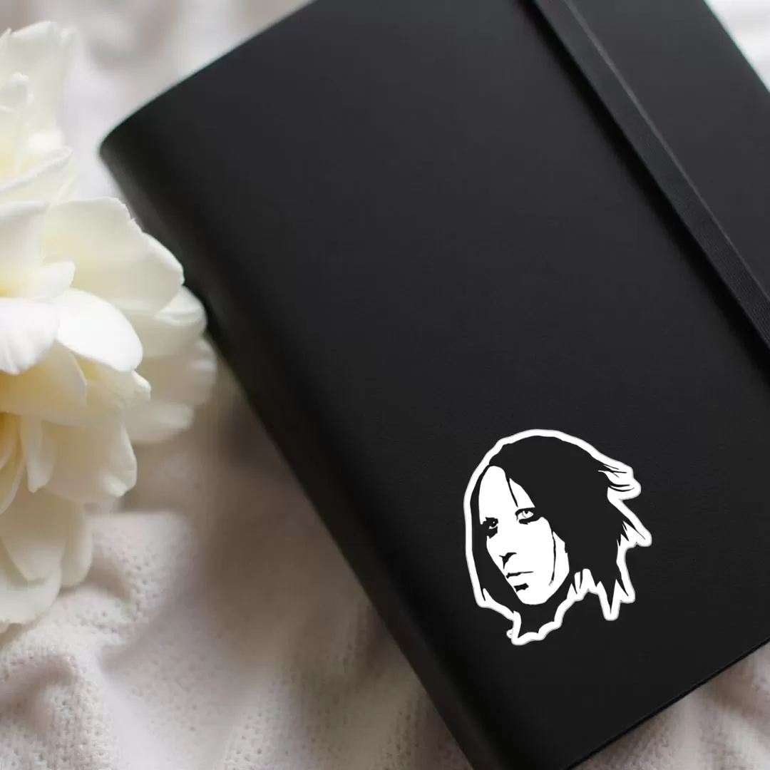 2pcs Marilyn Manson-Inspired Face Silhouette Sticker – Black & White Gothic Vinyl Decals, 4 Inch - Image 3