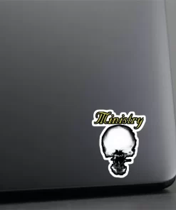 2pcs Ministry-Inspired Skull Logo Sticker โ Industrial Metal Vinyl Decals, 4 Inch - Image 4