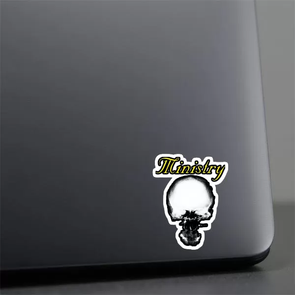 2pcs Ministry-Inspired Skull Logo Sticker โ Industrial Metal Vinyl Decals, 4 Inch - Image 4