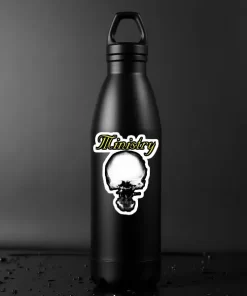 2pcs Ministry-Inspired Skull Logo Sticker โ Industrial Metal Vinyl Decals, 4 Inch - Image 3