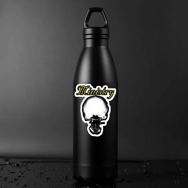 2pcs Ministry-Inspired Skull Logo Sticker โ Industrial Metal Vinyl Decals, 4 Inch - Image 3
