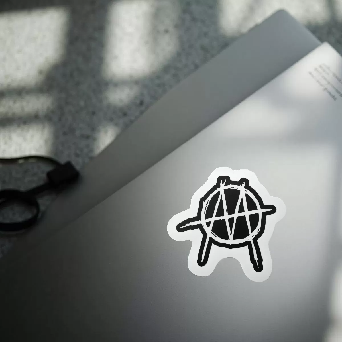 2pcs Ministry-Inspired Anarchy Logo Sticker β Industrial Metal Vinyl Decals, 4 Inch - Image 4