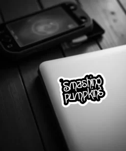 2pcs “Smashing Pumpkins” Inspired Logo Sticker – Retro Gothic Band Font Vinyl Decals, 4 Inch - Image 4