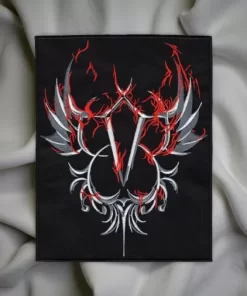 Limited Edition Black Veil-Inspired Wings & Flame Patch – Gothic Metal Design (12.5cm x 9.9cm)