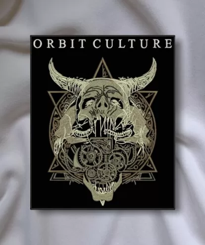 Limited Edition Orbit Culture-Inspired Patch – Horned Skull & Geometric Gears Design (13cm x 10.7cm)