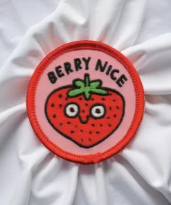 Berry Nice Strawberry Embroidered Patch – Cute Fruit Iron-On Badge (8.4 x 8.5 cm)