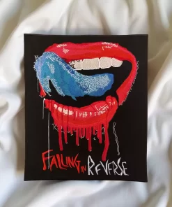 Limited Edition Falling In Reverse-Inspired Patch – Dripping Lips Embroidery (13cm x 10.7cm)