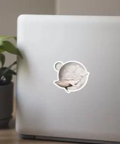 Gojira Cosmic Whale Vinyl Stickers (2pcs) – Moon & Whale Celestial Decal - Image 3