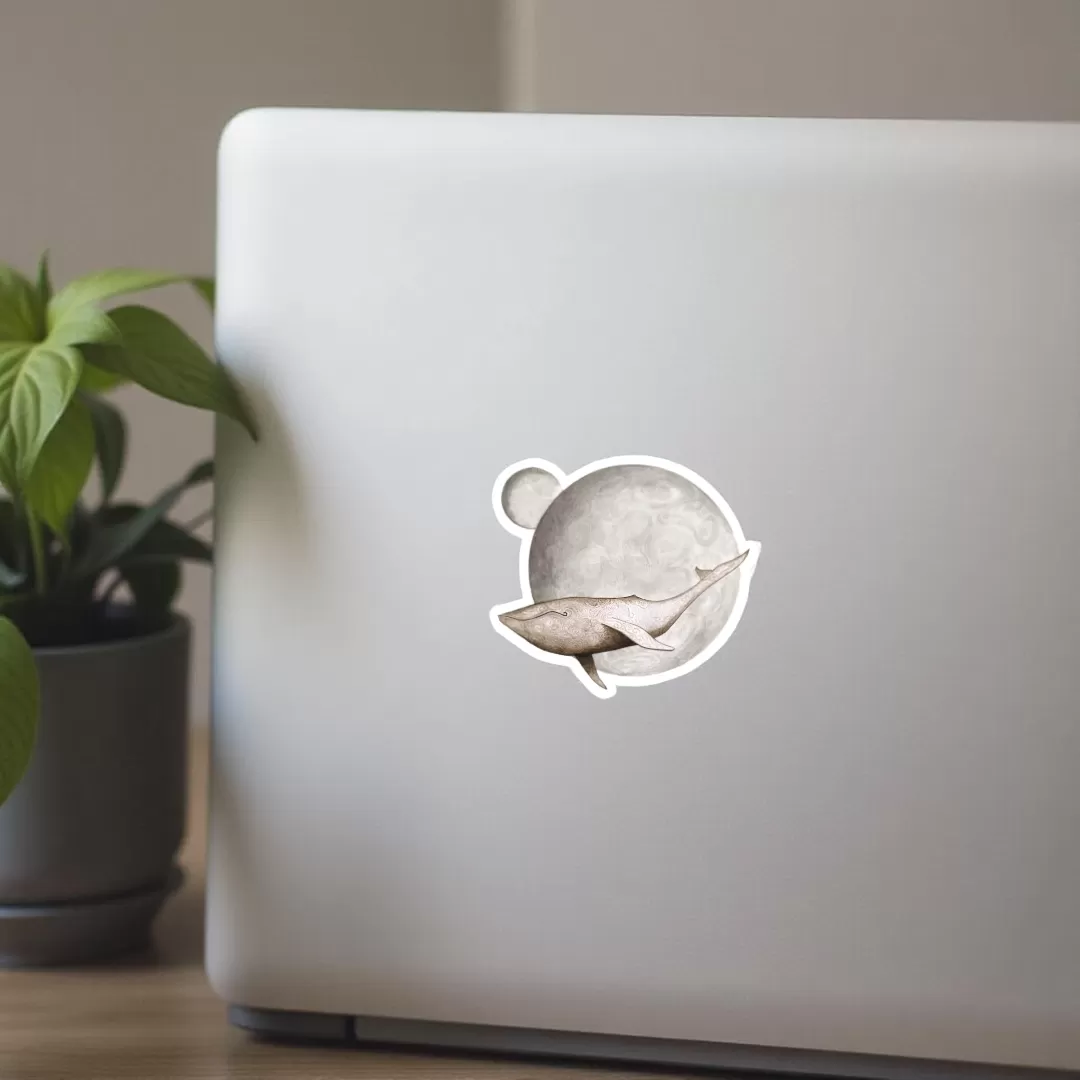 Gojira Cosmic Whale Vinyl Stickers (2pcs) – Moon & Whale Celestial Decal - Image 3