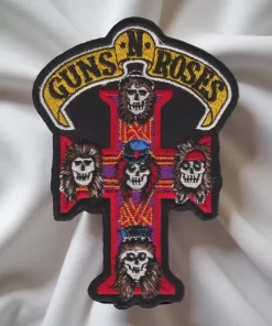 Limited Edition Guns N’ Roses-Inspired Cross Patch – Skull Band Design (12cm x 8.5cm)
