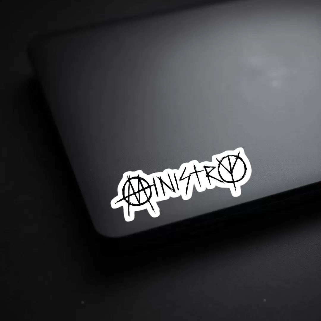 Ministry Stickers (2pcs Set) – Classic Logo Punk/Industrial Rock Design – 4 Inch Waterproof Vinyl - Image 3