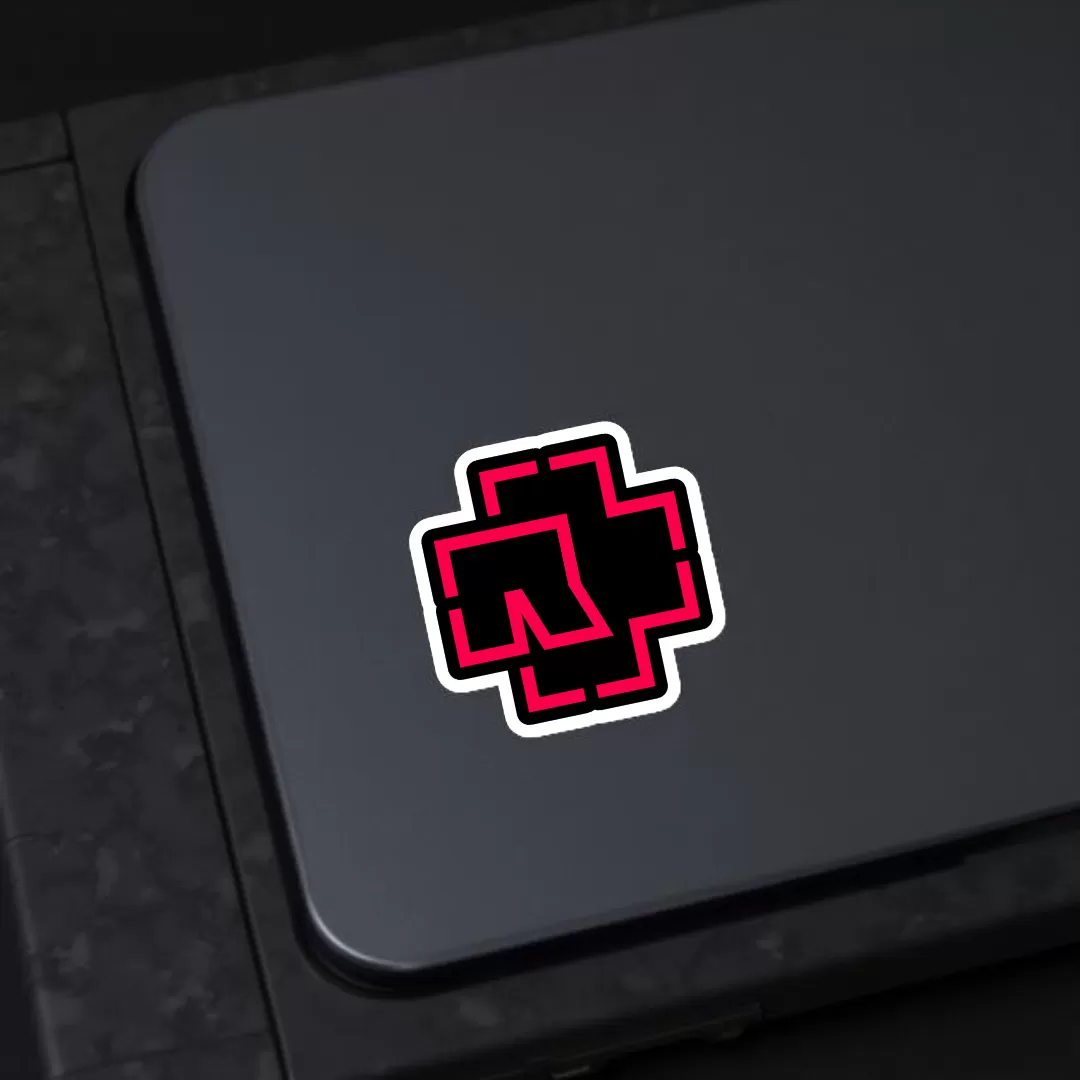 Rammstein Stickers (2pcs) – Neon Red Logo - Image 4