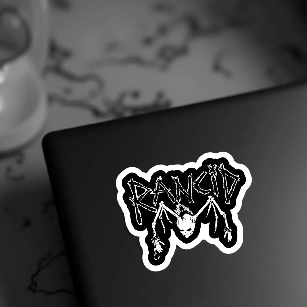 Rancid Stickers (2pcs Set) – Skeleton Punk Logo Design – 4 Inch Waterproof Vinyl - Image 3