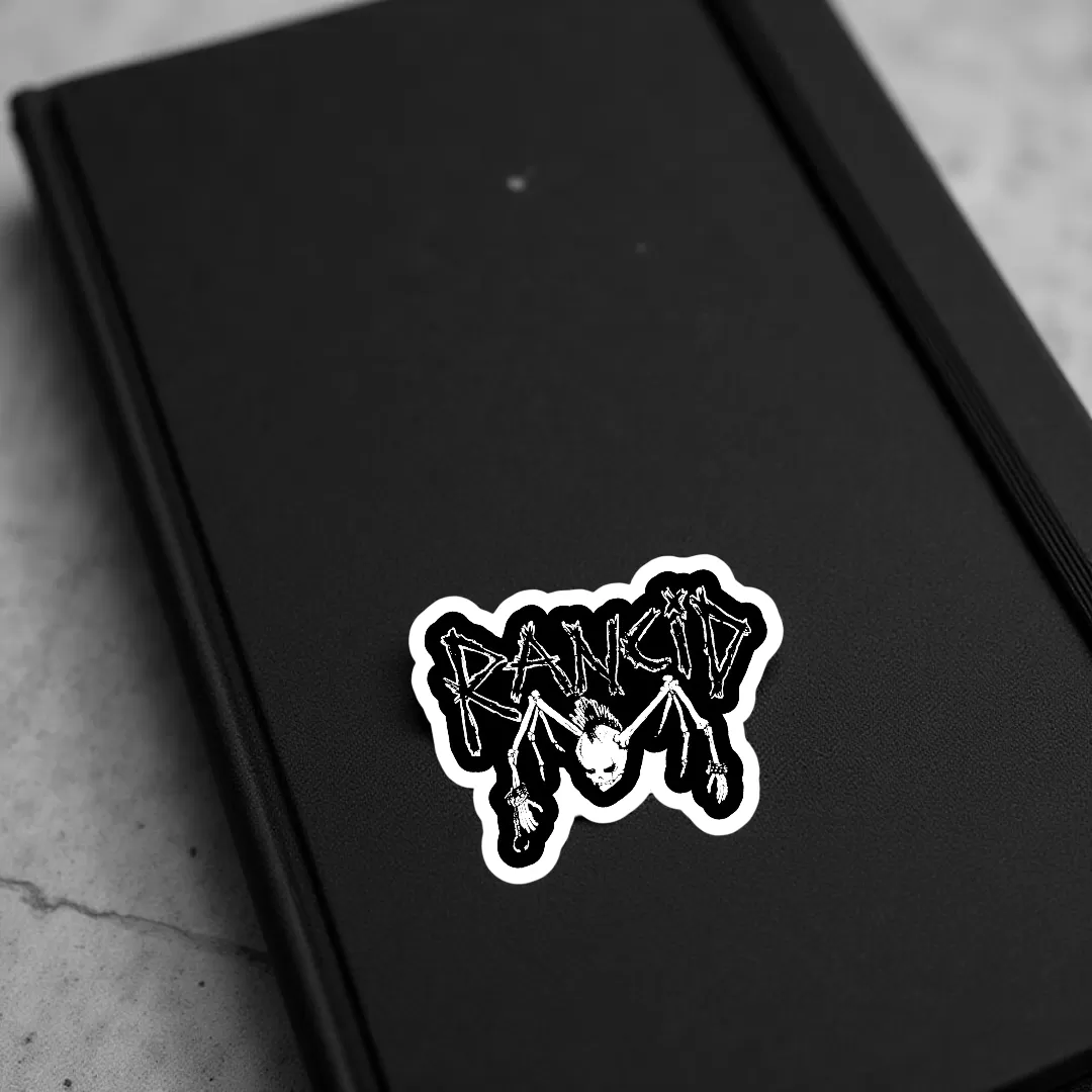 Rancid Stickers (2pcs Set) – Skeleton Punk Logo Design – 4 Inch Waterproof Vinyl - Image 4