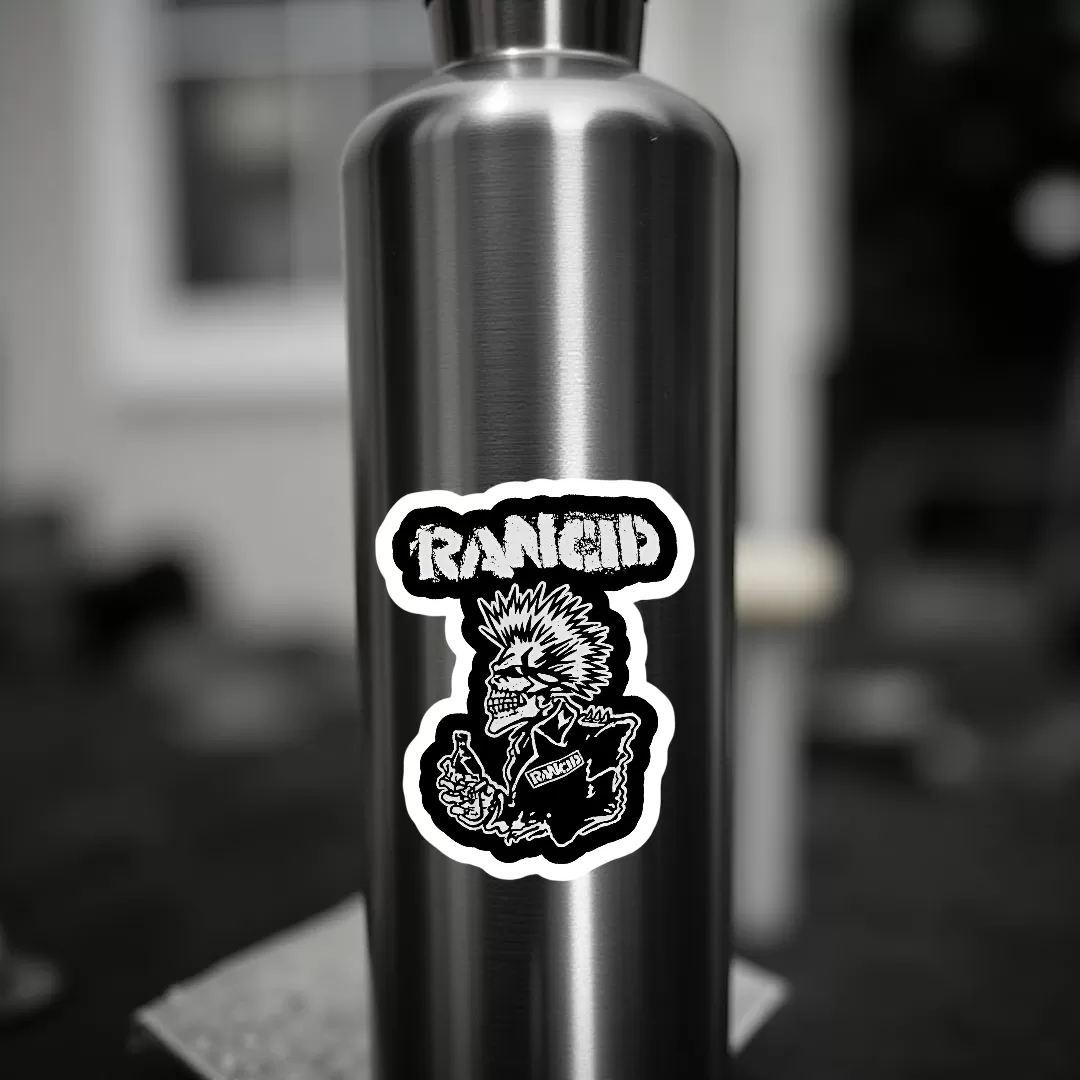 Rancid Stickers (2pcs Set) – Punk Rock Skeleton Mohawk Design – 4 Inch Waterproof Vinyl - Image 4