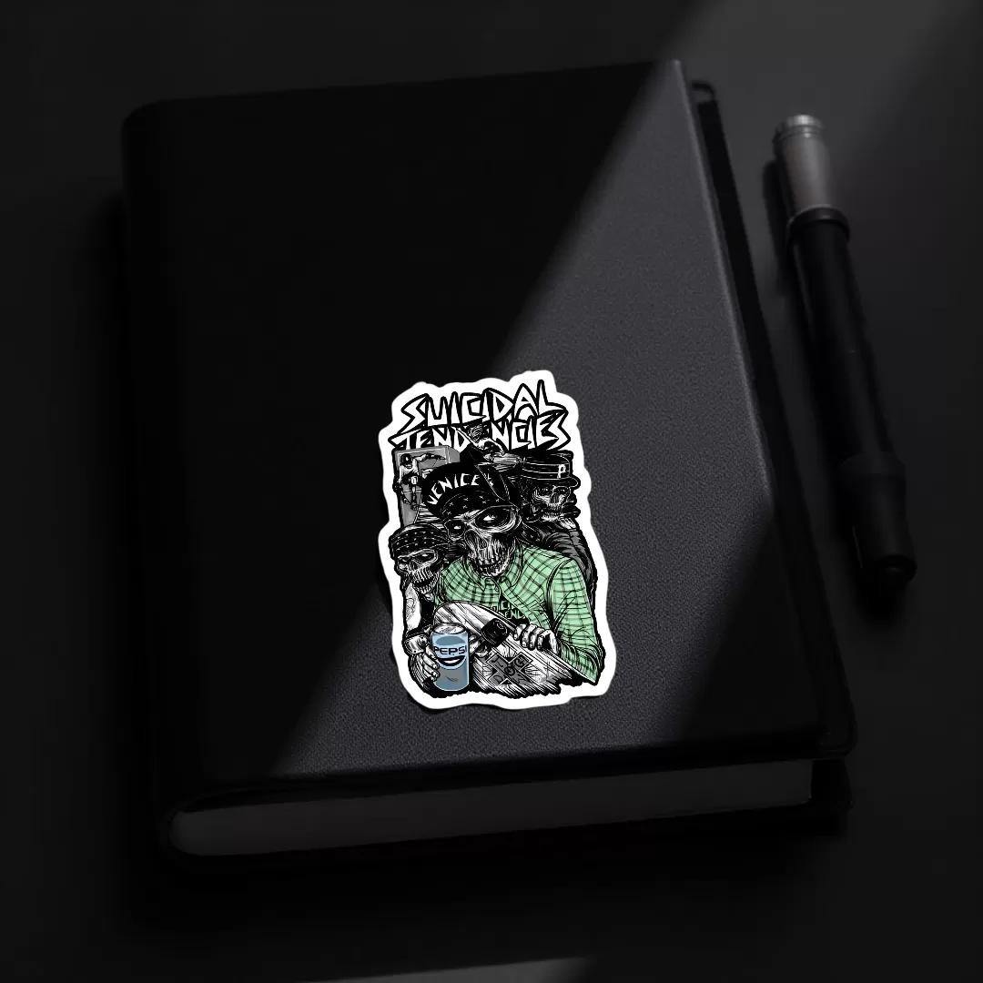Suicidal Tendencies Stickers (2pcs Set) – Venice Punk Skull Art – 4 Inch Waterproof Vinyl - Image 3