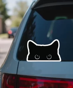 Black Cat Peeking Sticker – Cute Kitty Eyes Car Window Decal – 5.9 Inch Waterproof Vinyl 2pcs. - Image 4