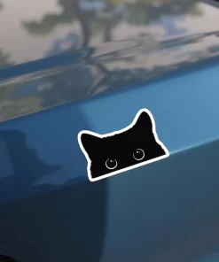 Black Cat Peeking Sticker – Cute Kitty Eyes Car Window Decal – 5.9 Inch Waterproof Vinyl 2pcs. - Image 3